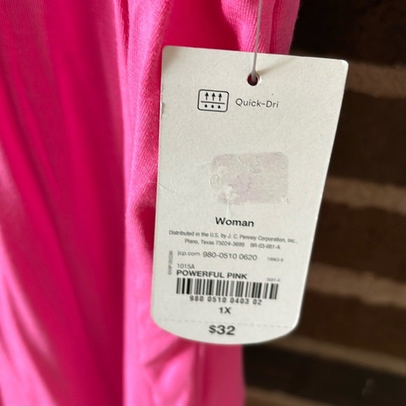 Womens Plus Size Xersion Quick Dri Active T-shirt, 1X, Pink - Picture 2 of 3